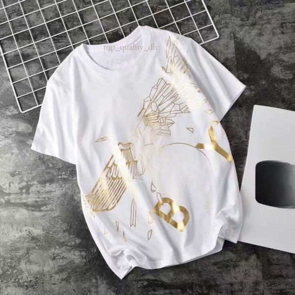 Boy Shirt Brand Trendy Stamping Elgin Slanted Eagle Wings Coton à manches courtes, couple en vrac, Sports Top Boy London Shirt 885
