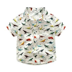 Jongen korte mouw kinderen shirt mode casual zomer schattige dinosaurus vakantie 210713