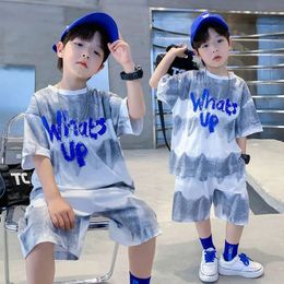 Boy Summer Quick Dry Suit Children Streetwear Whats Up Short Sleeve T -shirt shorts Tweedel Sports Set Losse Outfits 240426