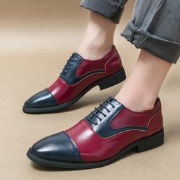 Boy Wedding Men's Dress Leather Church Wine Red Bury Oxfords Sociale heren Pakken Casual Business Shoes 240106