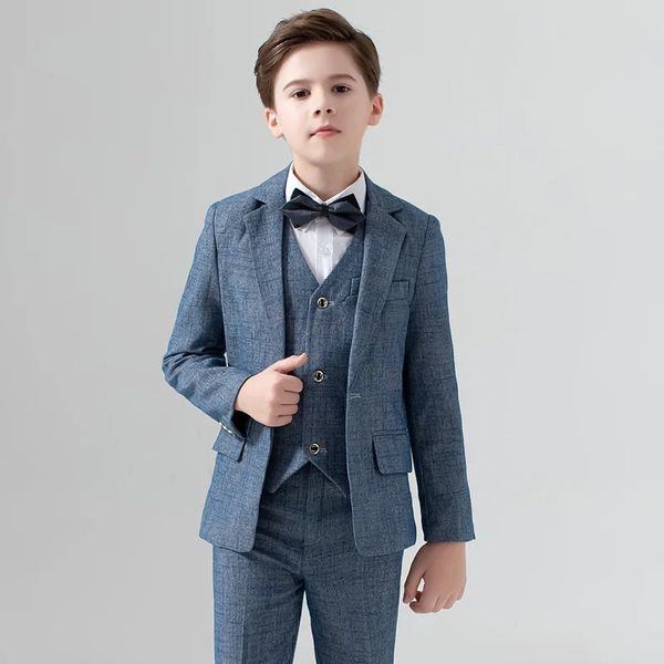 Boy Wedding Piano Performance Pography Traje Conjunto Big Kids Blazer Chaqueta Pantalones Bowtie Ropa Niños Traje formal 2-15t 240304