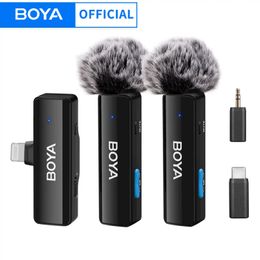 BOYA BOYALINK A Microphone Lavalier sans fil pour iPhone iPad téléphones Android Type C appareil photo reflex numérique enregistrement en direct 231228