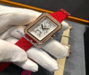 Code de petit ami Coco Electro H4469 Quartz suisse Femme Watch Rose Gold Diamond Lozel Low Poly White Cadran rouge Strap en cuir Limited4735295