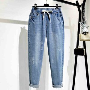 Boyfriend Jeans para mujeres de cintura alta suelta más tamaño streetwear femenino denim harem pantalones 5xl 201102