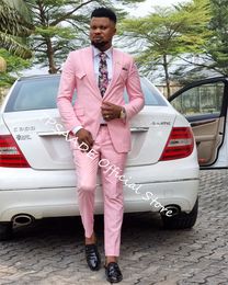 Boyfriend Suit Pink Blazer for Men Luxury Modern Men's Costumes Robes de mariée pour l'église Classic Formel Clothing 2 Pieces