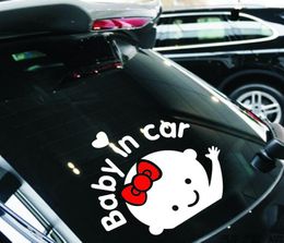 BoyGirl 16CM13CM décoration argent sur pare-brise arrière réfléchissant style de voiture Auto moto autocollant bébé dans la voiture autocollants de voiture an6422046