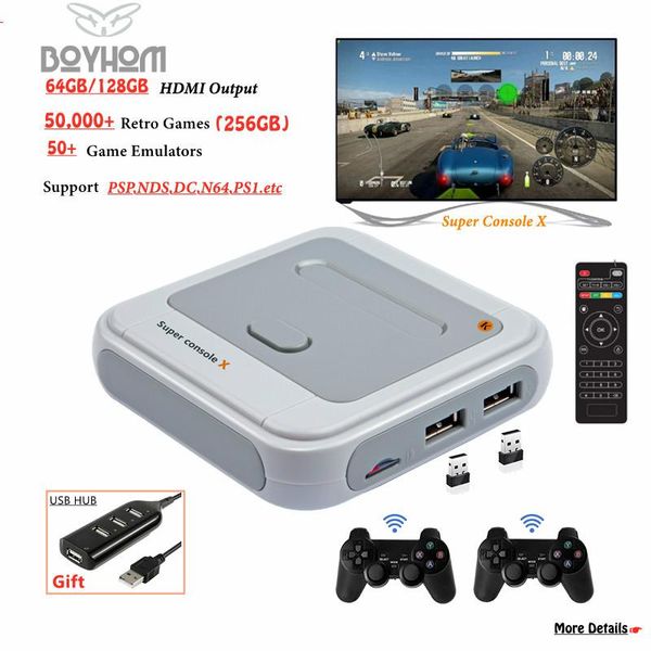 Boyhom Amlogic S905M WiFi HD salida Super consola X 50 emuladores 50000 juegos Retro Mini TV reproductor de videojuegos para PS1/N64/DC reproductor portátil