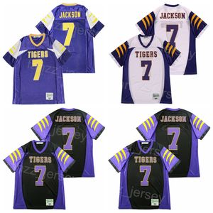 Football High School 7 Lamar Jackson Jersey Boynton Beach Tigers Team Couleur Noir Violet Blanc Tout cousu respirant pur coton College Moive Pull Vente