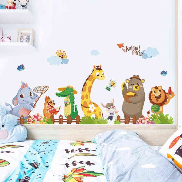 Niños 5 a 7 pegatinas de pared para habitaciones de niños animales bebé niño infantil papel tapiz decoración de la habitación accesorios niña dormitorio 211112