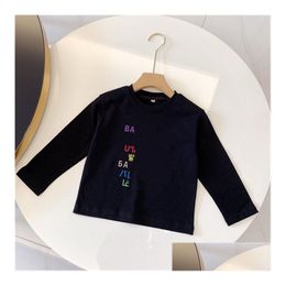 Garçons et filles bébé designer ras du cou coton à manches longues chemise de base lettre classique mode série de vêtements pour enfants taille 90-150 cm G2 D Dh2Wn