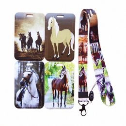 Boys Animal Horse Lanyard Id Carte Holder Office Worker Horse Horses Credit Card Carte Case Protector Christmas Gift Q8QV #