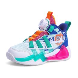 Garçons anti-dérapant chaussures de basket-ball enfants baskets absorbant les chocs respirant sport formateurs haut chaussures décontractées couleur arc-en-ciel pour les enfants