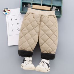 Pantalons d'hiver en coton épais et polyvalents pour bébés garçons et filles, pantalons décontractés à Double poches, pantalons chauds et doux pour filles