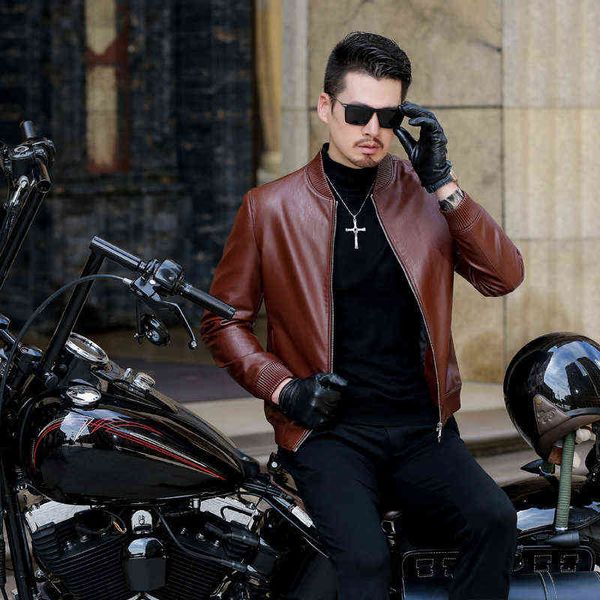 Garçons Brown Noire en cuir Veste en cuir en cuir Veste de moto masculine surdimensionné mâle zip up usterwear veste moto vintage 4xl l220725