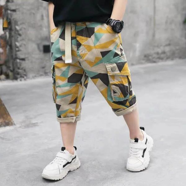 Garçons camouflage shorts d'été décontracté coton enfants pantalon court pantalon enfants pantalon pour adolescent 4 6 8 10 12 14 ans 240418