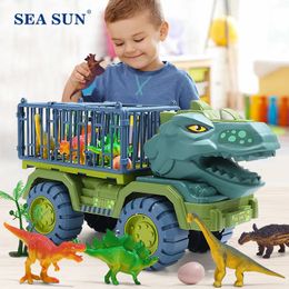 Jongens auto speelgoed dinosaurus vrachtwagen transportvoertuig dino dierenmodel tyrannosaurus rex truck game kinderen verjaardagscadeaus 240422