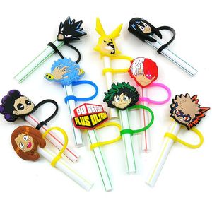 garçons enfance japonais bande dessinée anime dessin animé silicone paille toppers accessoires couverture charmes réutilisable anti-éclaboussures boire bouchon anti-poussière décoratif 8mm paille fête