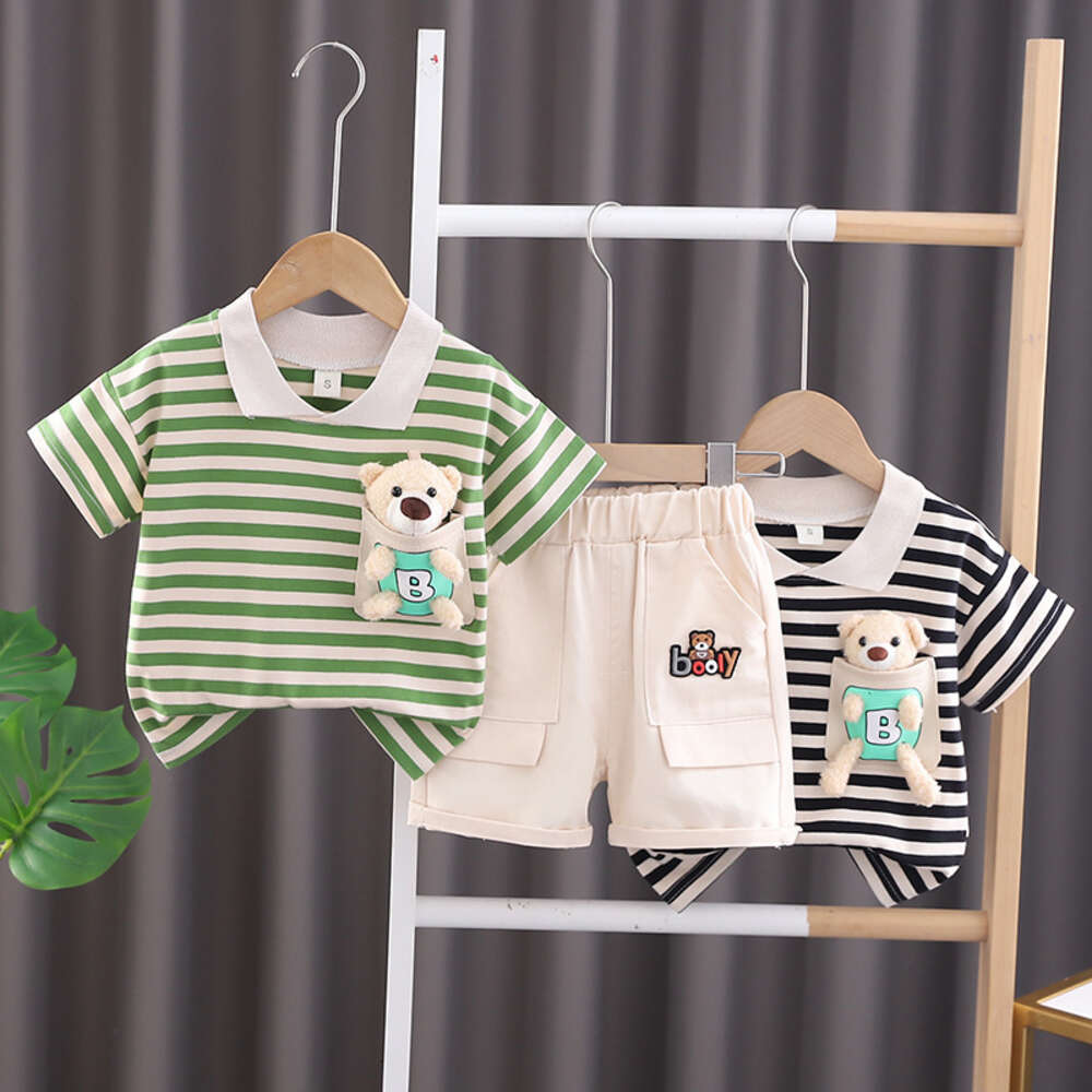 Erkek Giyim Yaz 2024 Polo Gömlekler+Şort 2 PCS/Set Toddler Giysileri Setler Kızlar Spor Takımları Bebek Kıyafetleri 1 ila 4 YRS L2405