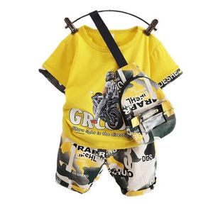 Jongens kleding zomer babymeisjes kleren kinderen sport t-shirt+shorts+tas 2pcs/sets peuter mode kostuum kinderen tracksuits 220507