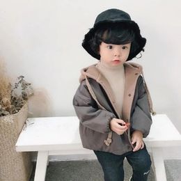 Garçons manteau automne Patchwork couleur à capuche enfants décontracté Simple coréen hiver réversible porter haut 231228