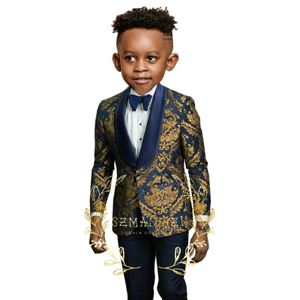 Traje de traje para niños Traje de boda para niños para niños Blazer floral azul marino Trajes de fiesta para niños Ropa formal Vestidos de noche para niños 240313