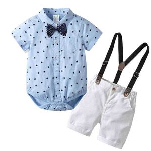 Coton à manches courtes pour garçons Khartoum jarretelles costume enfants bébé gentleman première année robe escalade