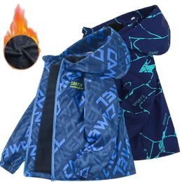 Niños moda chaqueta al aire libre gruesas chaquetas impermeables de invierno para niños ropa cálida otoño niños rompevientos abrigo con capucha 240202