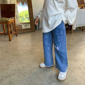 Jongens mode gescheurde rechte jeans herfst meisjes losse casual denim broek 211102
