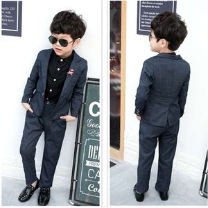 Jongens formeel jasje+broek+bloem 3 stcs kleding set kinderen heer optreden avond tuxedo jurk enfant kinderen bruidspak