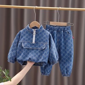 Conjunto de ropa para niños y niñas, chándal de dos piezas de manga larga para niños, conjunto de ropa para primavera y otoño, nuevo