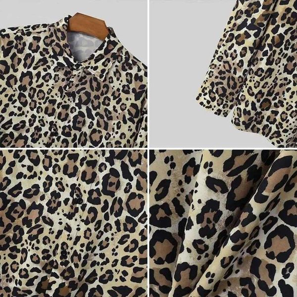 Boys Filles Shirt Casual Top 2024 Fashion Sexy Leopard Print Pattern Streetwear Long Manches Shirt S-5XL