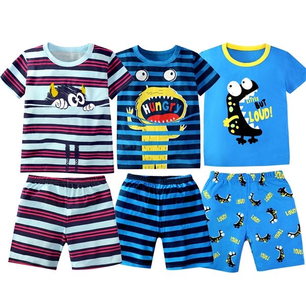 Ropa para niños y niñas, conjuntos de ropa de verano para niños, camisetas para niños, pantalones, trajes de dos piezas, pijamas para el hogar con estampado de dinosaurio y monstruo Panda 220507