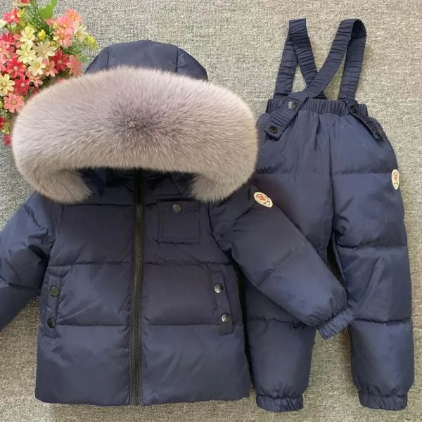 Garçons filles vêtements ensembles à capuche fourrure bébé hiver costumes vers le bas chaud neige Sport Ski enfants survêtement en plein air enfants tenues vêtements veste CSG2402029-20