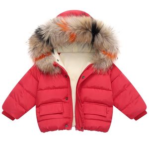 Garçons Filles Coton Manteau Hiver Veste Chaude Bébé Fille Coloré Col De Fourrure Sweats À Capuche Enfants Épaissir Vêtements D'extérieur Enfants Vêtements Pour 1-6Y 211011