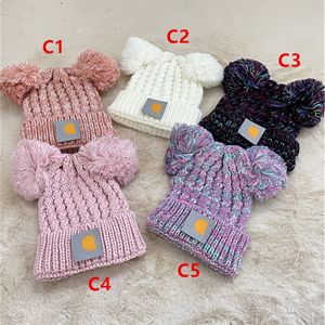 Cute Knitted Hats for Kids, Warm Winter Beanies with Pom Pom for Boys and Girls