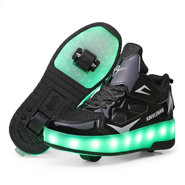 Garçons Filles Chaussures à roulettes LED Light Up USB Charge Enfants Roller Skate Casual Chaussures de skateboard Chaussures de sport Enfants Baskets 240129