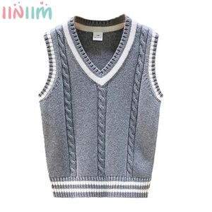 Garçons Filles Uniforme Scolaire Gilet Casual Pull Tricoté Gilet Col En V Style Preppy Vêtements D'extérieur Enfants Printemps Automne Vêtements 240117