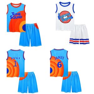 Jongens Girls Space Jam 2 Jersey kleding Squad Basketbal Cosplay Vest Shorts Tracksuit uniform Sportpak Kinderkleding L2405