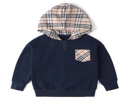 Sweats à capuche pour garçons 2020 INS Nouveaux styles d'automne garçons enfants mode chapeau à carreaux à manches longues enfants haute qualité coton décontracté t-shirt à capuche8572504