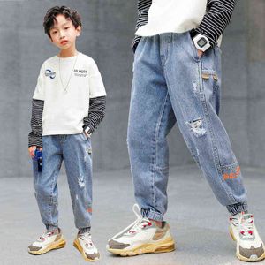 Jongens jeans baby jongen jeans kinderen jongen brief print denim kleding klassieke lange broek skinny jeans jongens casual broek bodems G1220