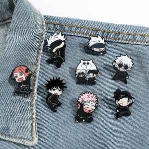 jongens jujutsu kaisen personages email pin schattige anime films spellen harde emailpennen verzamelen metalen cartoon broche rugzak hoed tas revers badges