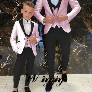 Jongens Kids Suits Bruiloft Tuxedo Pasen Feestjurk 3 Stuk Tiener Afstuderen Blazer Kinderen Aangepaste Kleding 240119