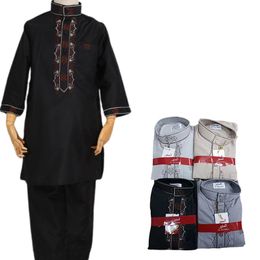 Boys 'Middle Eastern Arabian Robe kleur blokkeer borduurwerk casual jongens tweedelige set