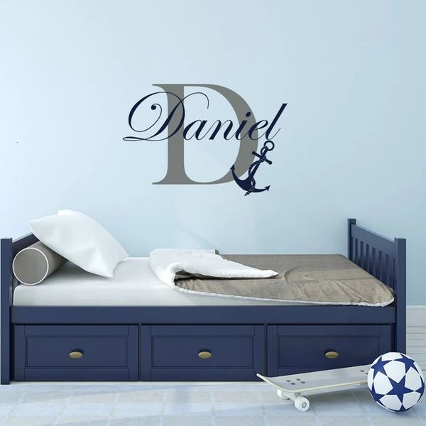 Nom des garçons Decal Anchor Nursery décor Nom personnalisé Decal Secal Personnalize Nom De l'éne