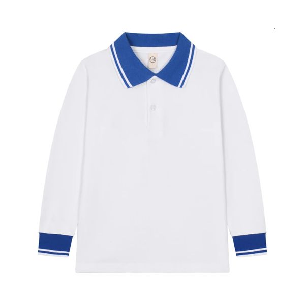 Polo pour garçons, T-shirt à manches longues, uniforme scolaire en coton pour enfants, vêtements scolaires à revers, chemise de Base de couleur unie, 240219