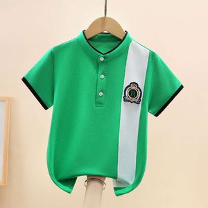 Jongens Polo-shirts T-shirts met korte mouwen voor kinderen Kleurblokkering 2024 Kinderen Tops Tiener Blouse Baby Outerwear Clothing 4-14T L2405