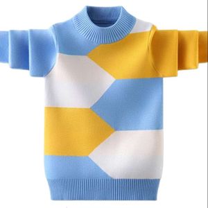 Boys Pullovers Spring-hiver Kids Veste chaude adolescente à la mode en tricot tricot à fond de jeunesse en peluche à l'intérieur du haut L2405