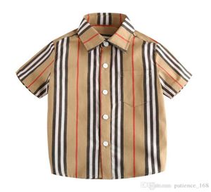 Jongenshirt 2019 Ins zomerstijlen jongen kinderen shirt shirt shirt mouw down kraag gestripte print kinderen causaal 100 katoen alle match sh6295105