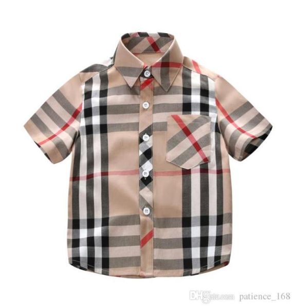 Boys Shirt 2019 Printemps Été Nouveaux styles Ins Nouveau Arrivée Collier Summer Collier à manches courtes de haute qualité Boys Small Plaid7119220