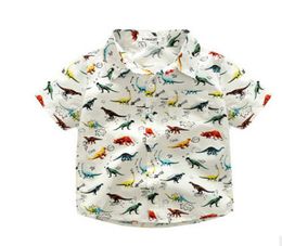 Garçons chemise mode enfants mignon dinosaure imprimé hauts enfants dessin animé imprimé à manches courtes tout match chemise 2017 enfants vêtements d'été6712641